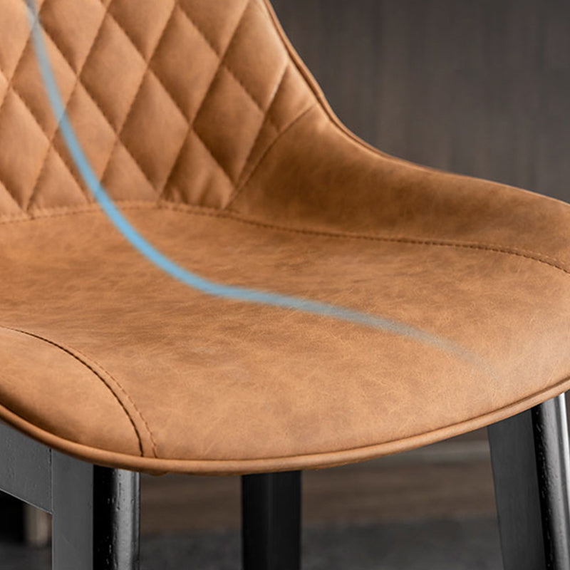 Contemporary Solid Wood Legs Faux Leather Indoor Bar Stools with Footrest