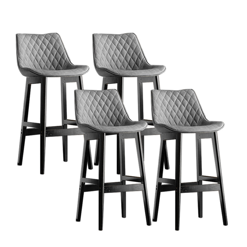 Contemporary Solid Wood Legs Faux Leather Indoor Bar Stools with Footrest