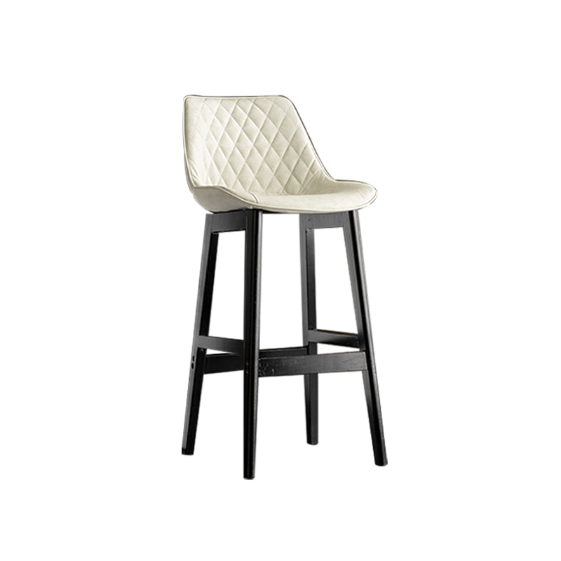 Contemporary Solid Wood Legs Faux Leather Indoor Bar Stools with Footrest