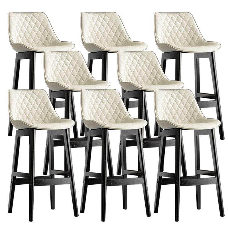 Contemporary Solid Wood Legs Faux Leather Indoor Bar Stools with Footrest