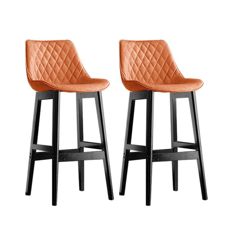 Contemporary Solid Wood Legs Faux Leather Indoor Bar Stools with Footrest