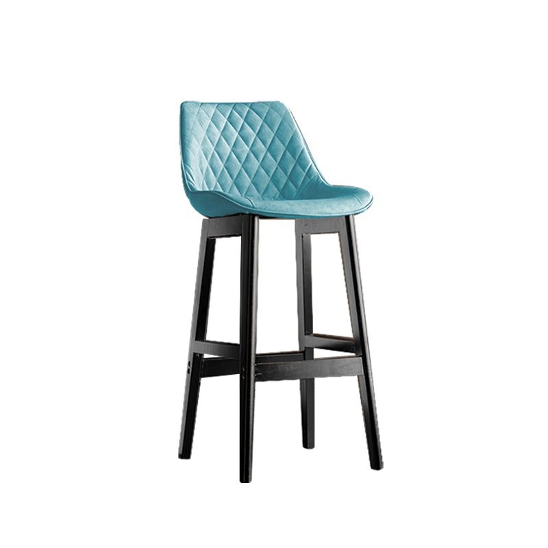 Contemporary Solid Wood Legs Faux Leather Indoor Bar Stools with Footrest