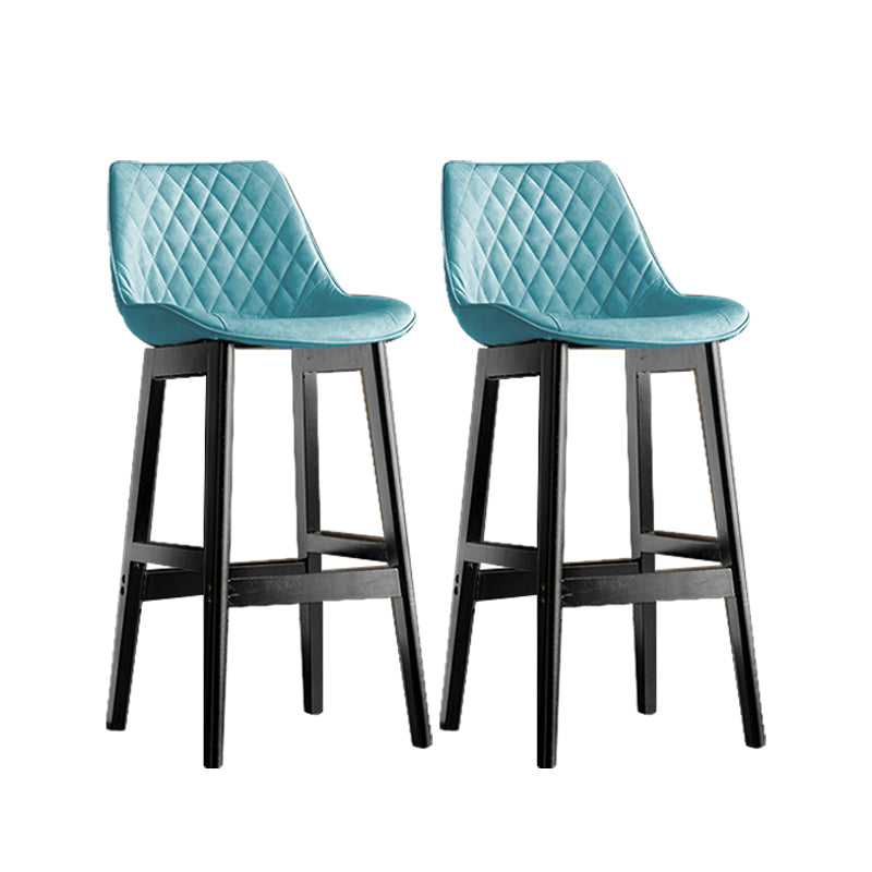 Contemporary Solid Wood Legs Faux Leather Indoor Bar Stools with Footrest