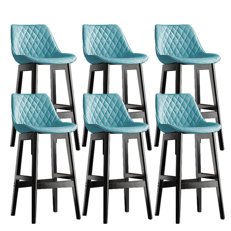 Contemporary Solid Wood Legs Faux Leather Indoor Bar Stools with Footrest