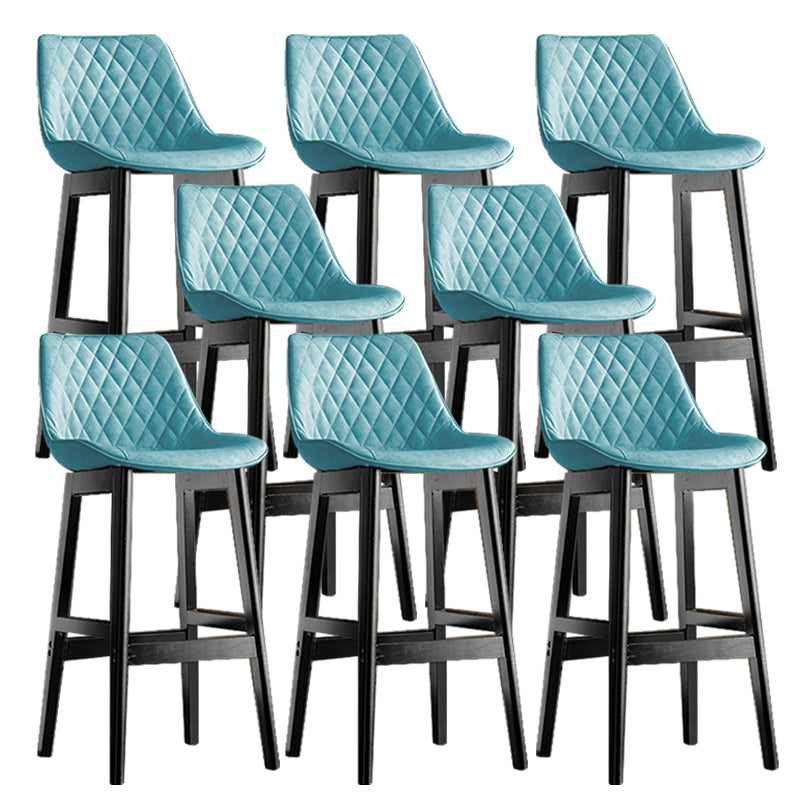 Contemporary Solid Wood Legs Faux Leather Indoor Bar Stools with Footrest