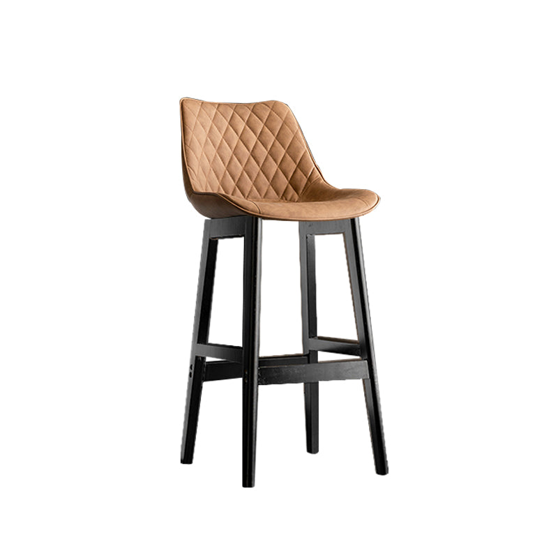 Contemporary Solid Wood Legs Faux Leather Indoor Bar Stools with Footrest