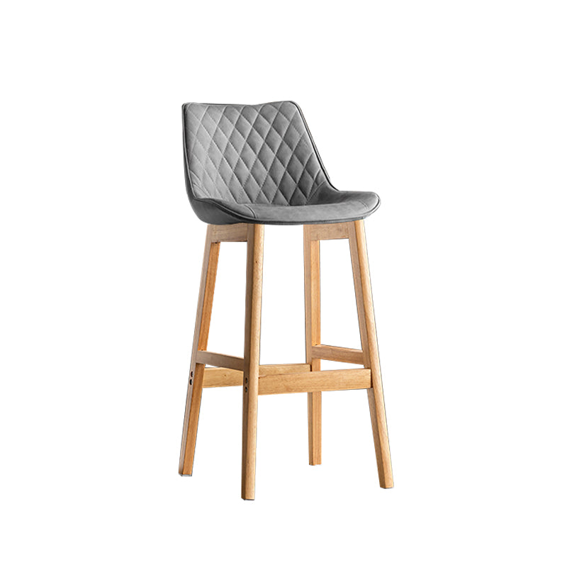 Contemporary Solid Wood Legs Faux Leather Indoor Bar Stools with Footrest