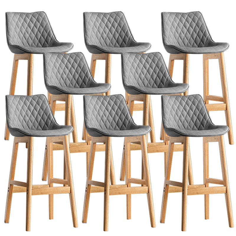 Contemporary Solid Wood Legs Faux Leather Indoor Bar Stools with Footrest