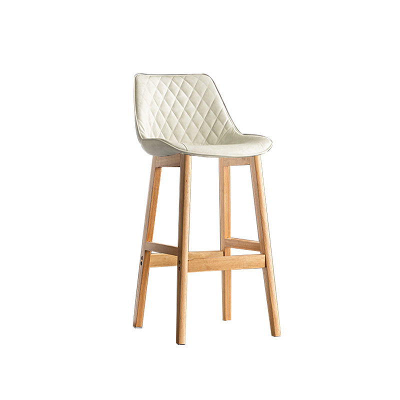 Contemporary Solid Wood Legs Faux Leather Indoor Bar Stools with Footrest