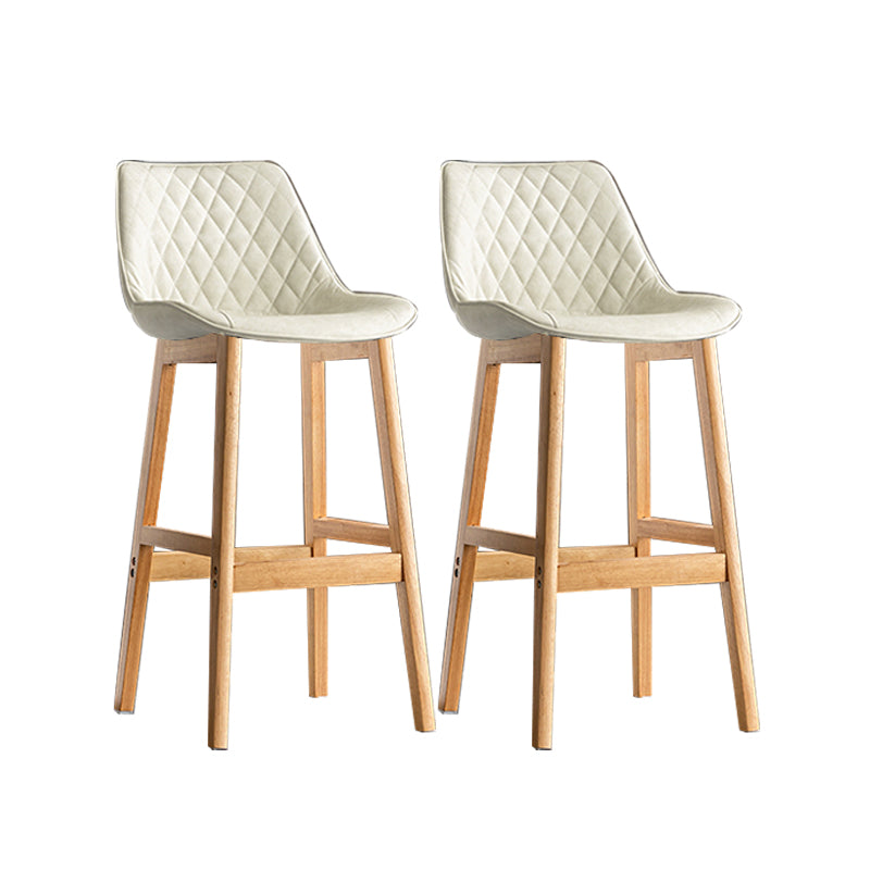 Contemporary Solid Wood Legs Faux Leather Indoor Bar Stools with Footrest