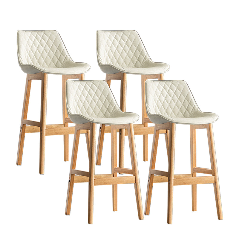 Contemporary Solid Wood Legs Faux Leather Indoor Bar Stools with Footrest