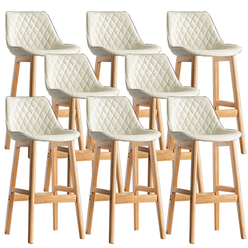 Contemporary Solid Wood Legs Faux Leather Indoor Bar Stools with Footrest