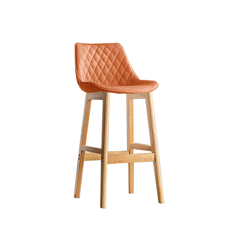 Contemporary Solid Wood Legs Faux Leather Indoor Bar Stools with Footrest
