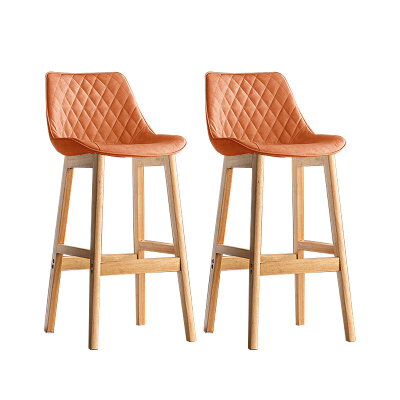 Contemporary Solid Wood Legs Faux Leather Indoor Bar Stools with Footrest