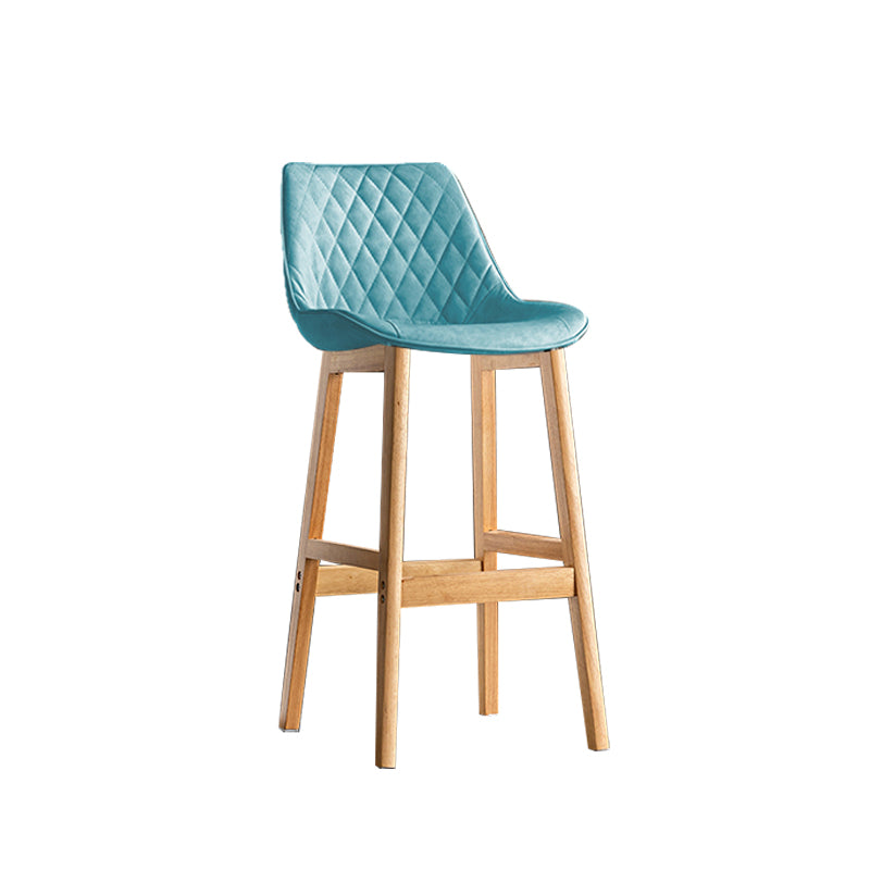 Contemporary Solid Wood Legs Faux Leather Indoor Bar Stools with Footrest