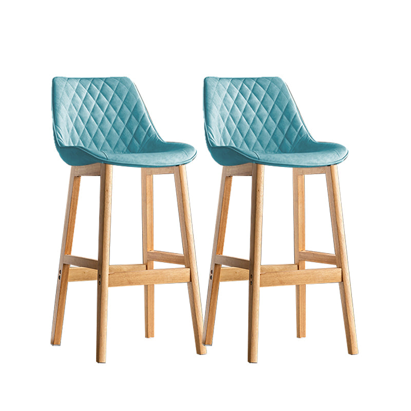 Contemporary Solid Wood Legs Faux Leather Indoor Bar Stools with Footrest