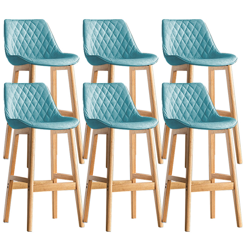 Contemporary Solid Wood Legs Faux Leather Indoor Bar Stools with Footrest