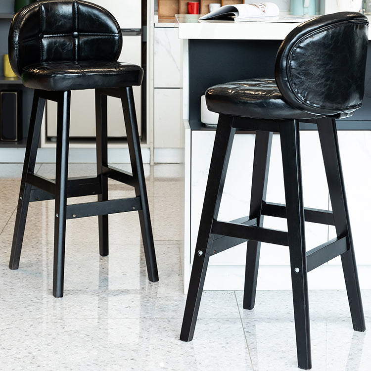 Contemporary Low Back Rubberwood Indoor Bar Stools with Cushion
