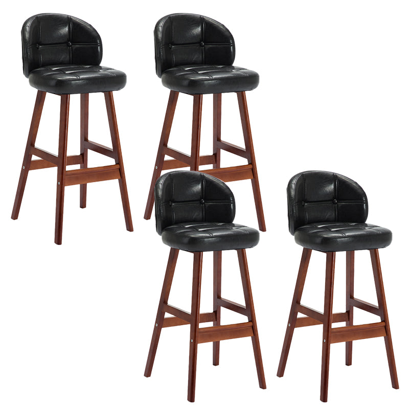 Contemporary Low Back Rubberwood Indoor Bar Stools with Cushion