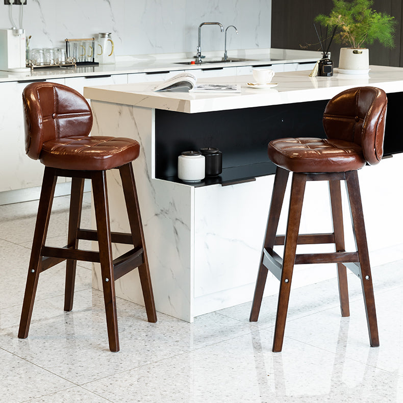 Contemporary Low Back Rubberwood Indoor Bar Stools with Cushion