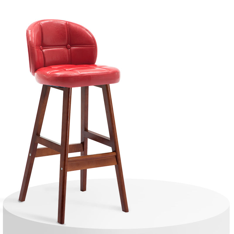Contemporary Low Back Rubberwood Indoor Bar Stools with Cushion