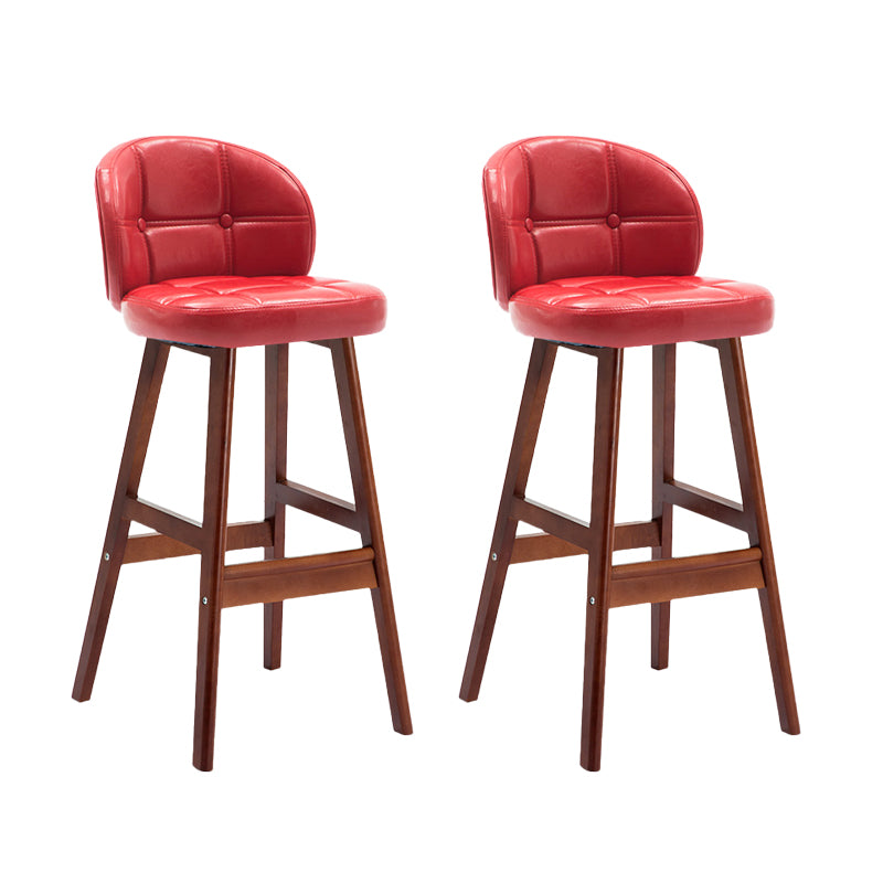 Contemporary Low Back Rubberwood Indoor Bar Stools with Cushion