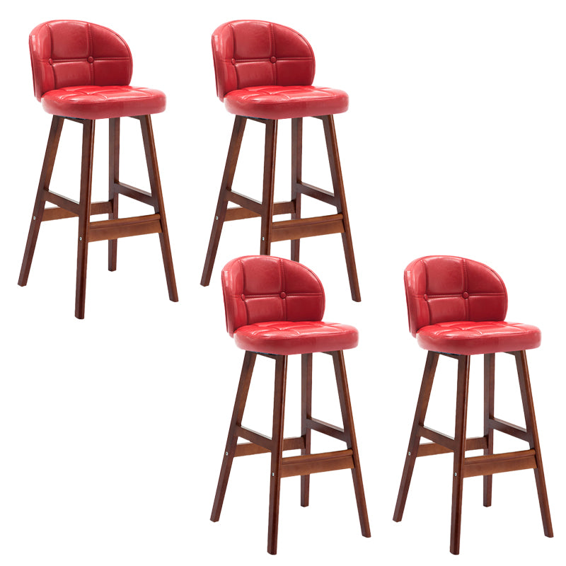 Contemporary Low Back Rubberwood Indoor Bar Stools with Cushion