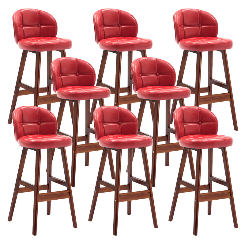 Contemporary Low Back Rubberwood Indoor Bar Stools with Cushion
