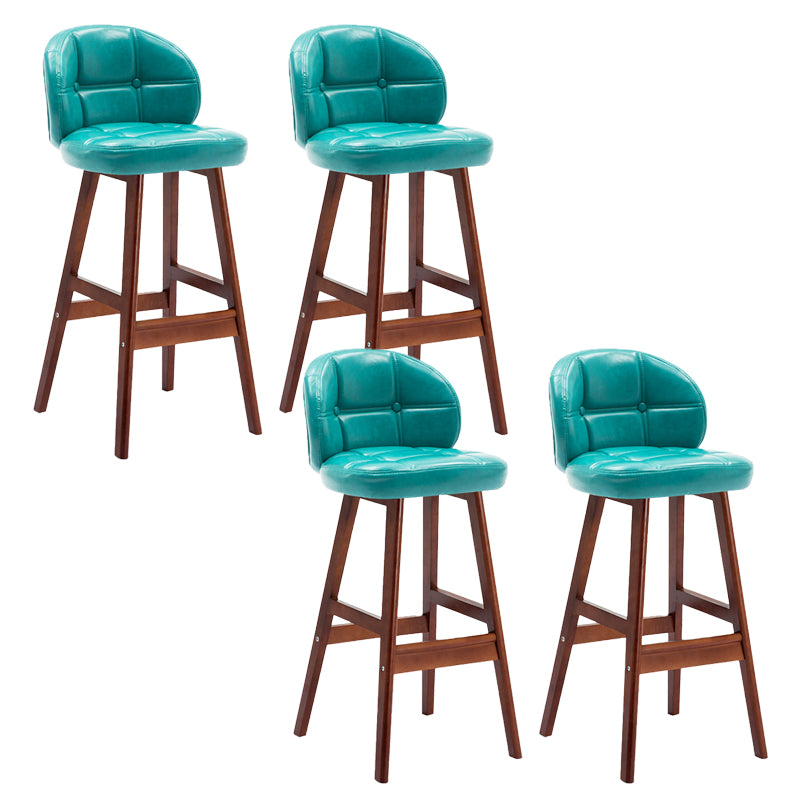 Contemporary Low Back Rubberwood Indoor Bar Stools with Cushion