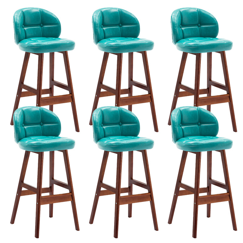 Contemporary Low Back Rubberwood Indoor Bar Stools with Cushion