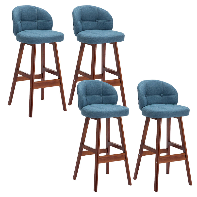 Contemporary Low Back Rubberwood Indoor Bar Stools with Cushion