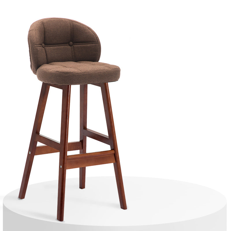 Contemporary Low Back Rubberwood Indoor Bar Stools with Cushion