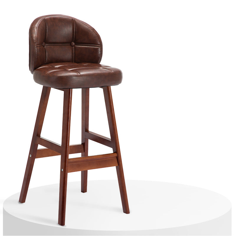 Contemporary Low Back Rubberwood Indoor Bar Stools with Cushion