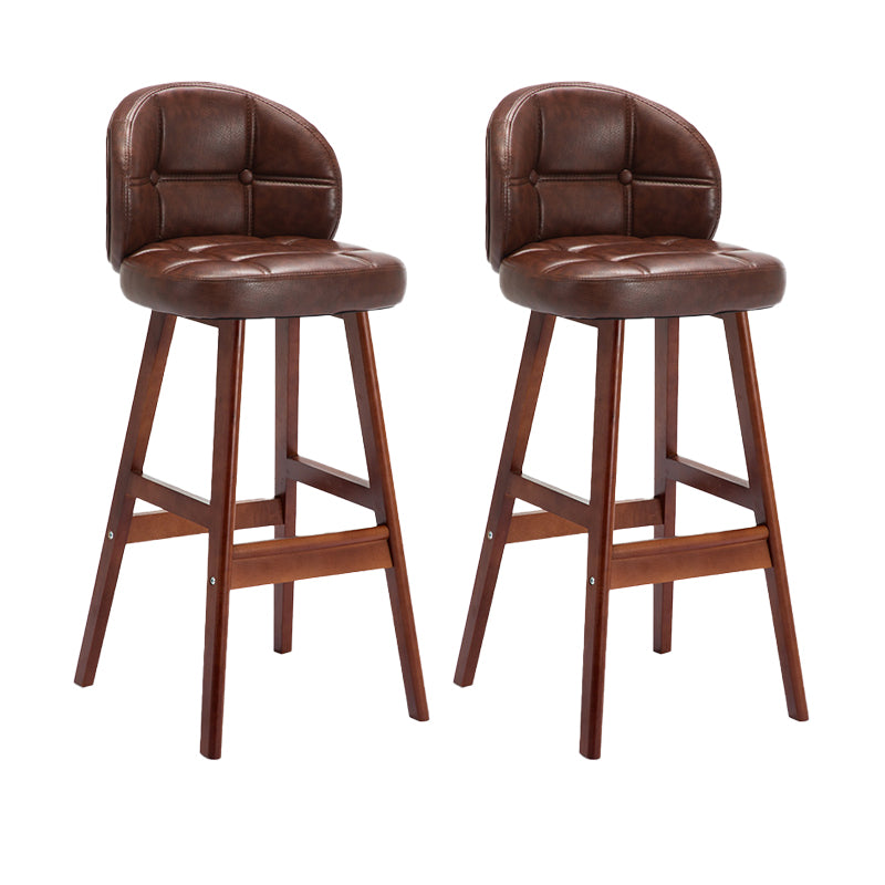 Contemporary Low Back Rubberwood Indoor Bar Stools with Cushion