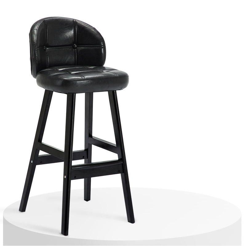 Contemporary Low Back Rubberwood Indoor Bar Stools with Cushion