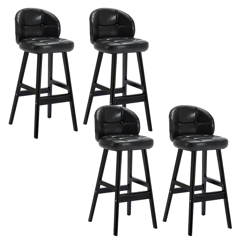 Contemporary Low Back Rubberwood Indoor Bar Stools with Cushion