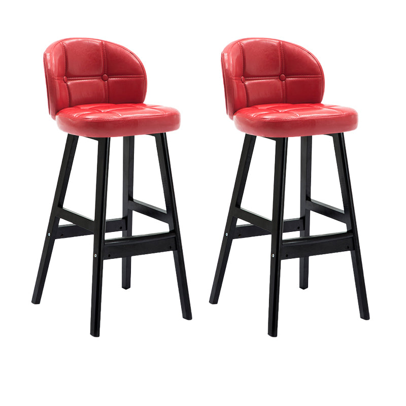 Contemporary Low Back Rubberwood Indoor Bar Stools with Cushion