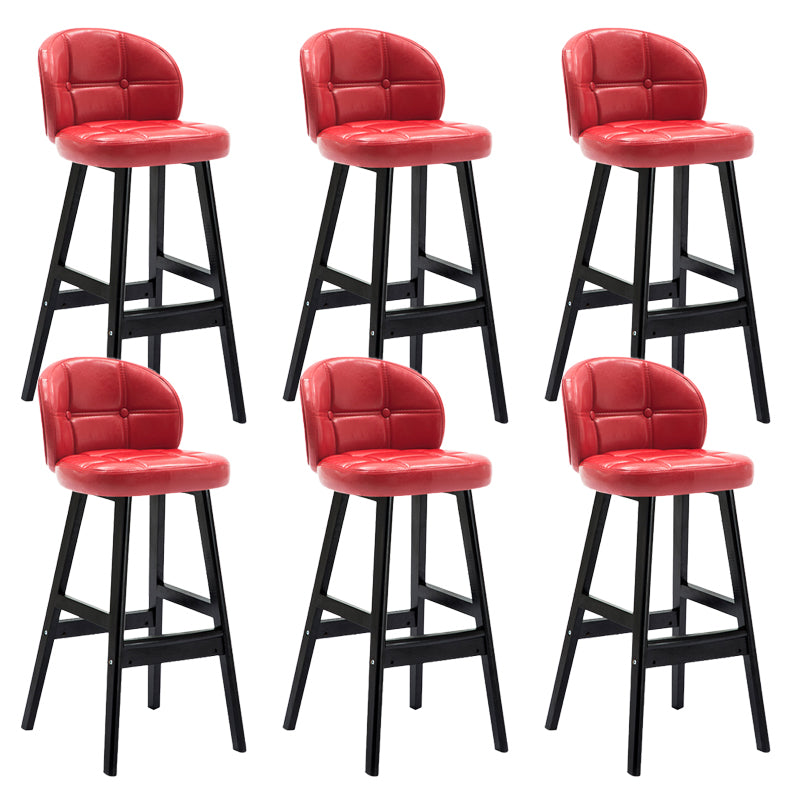 Contemporary Low Back Rubberwood Indoor Bar Stools with Cushion