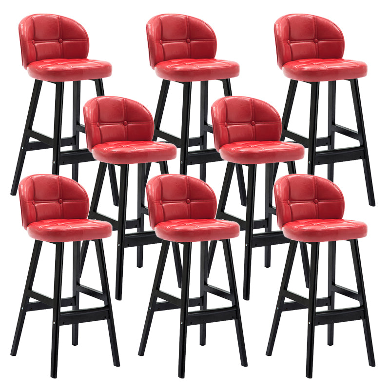 Contemporary Low Back Rubberwood Indoor Bar Stools with Cushion