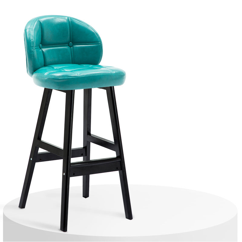 Contemporary Low Back Rubberwood Indoor Bar Stools with Cushion