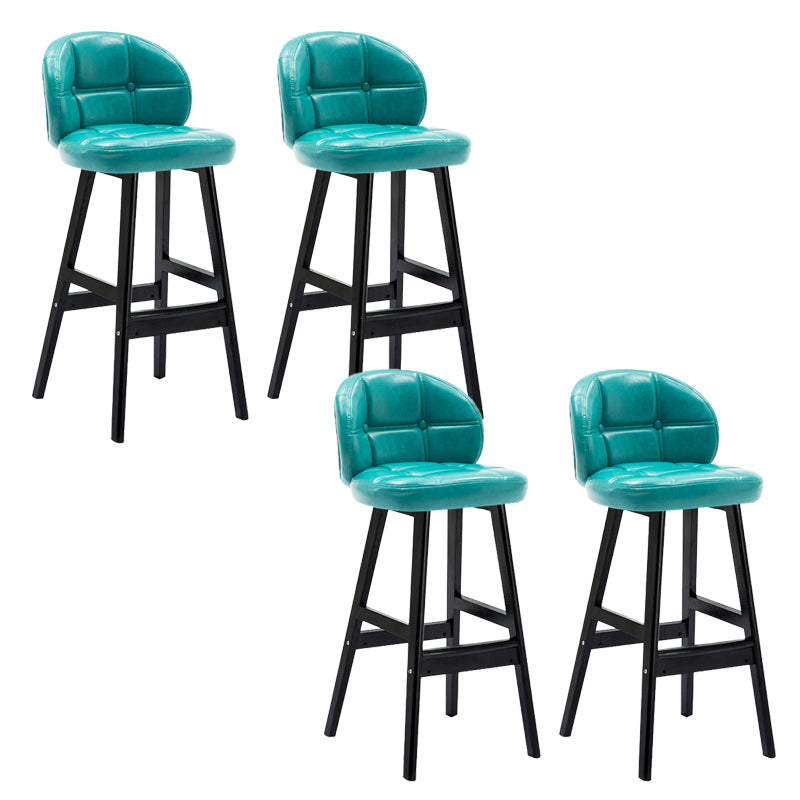 Contemporary Low Back Rubberwood Indoor Bar Stools with Cushion