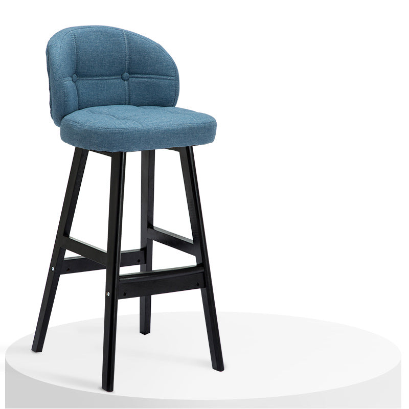 Contemporary Low Back Rubberwood Indoor Bar Stools with Cushion