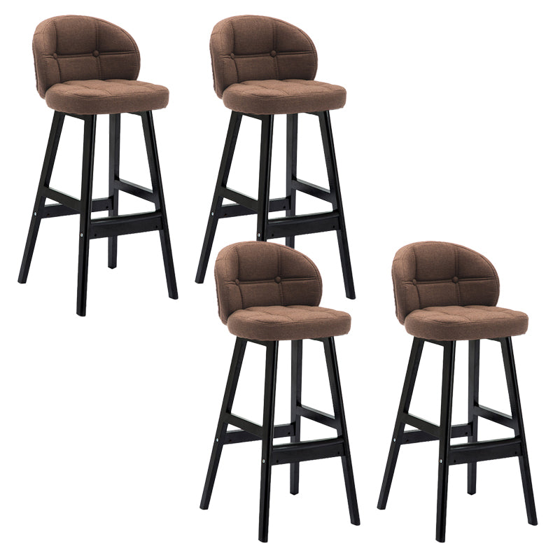 Contemporary Low Back Rubberwood Indoor Bar Stools with Cushion