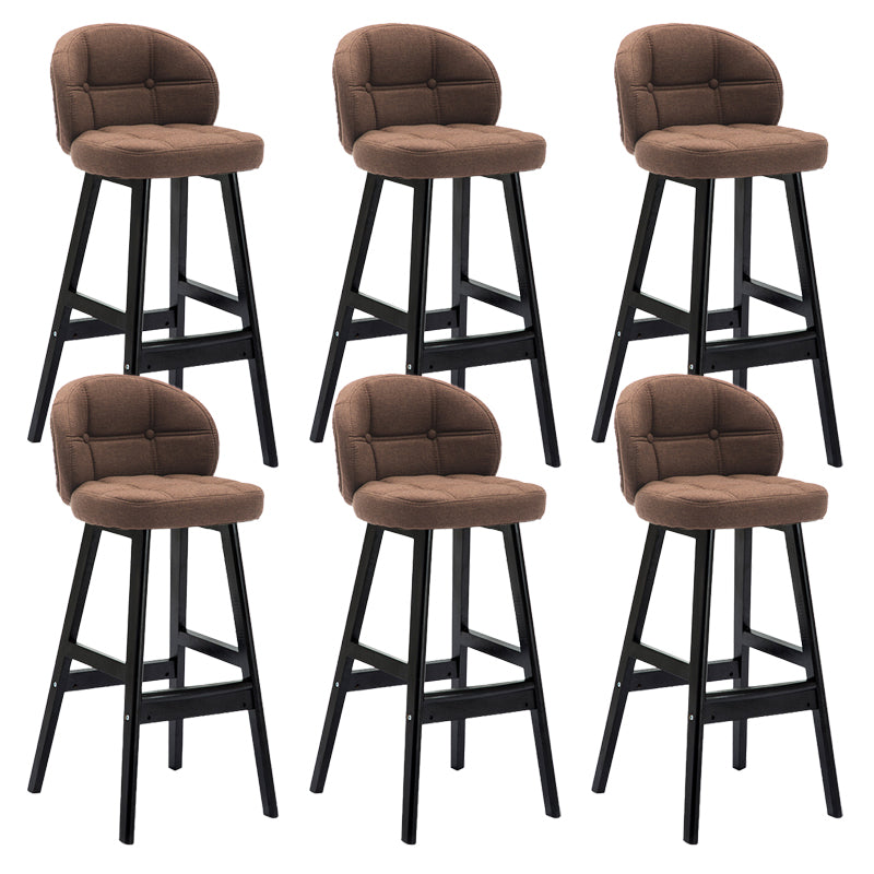 Contemporary Low Back Rubberwood Indoor Bar Stools with Cushion