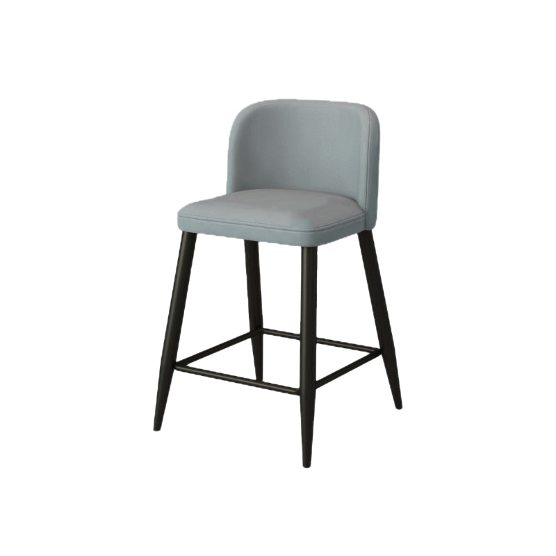 Modern Upholstered Low Back Faux Leather Bar Stools with Footrest