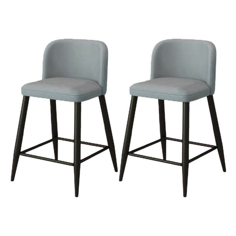 Modern Upholstered Low Back Faux Leather Bar Stools with Footrest