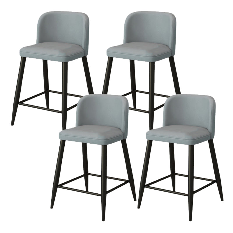 Modern Upholstered Low Back Faux Leather Bar Stools with Footrest