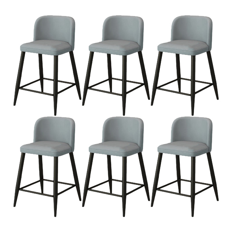 Modern Upholstered Low Back Faux Leather Bar Stools with Footrest