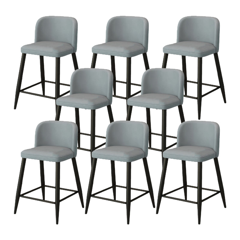 Modern Upholstered Low Back Faux Leather Bar Stools with Footrest