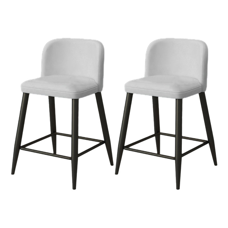 Modern Upholstered Low Back Faux Leather Bar Stools with Footrest